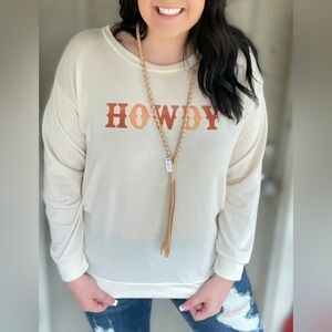 Sew In Love Cream "Howdy" Graphic Lightweight Sweatshirt Size XL
